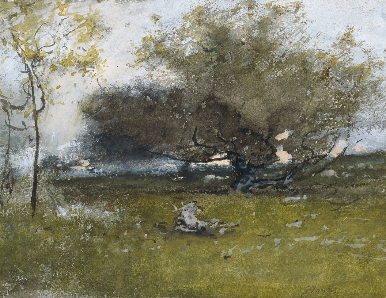 Oude appelbomen  door George Inness