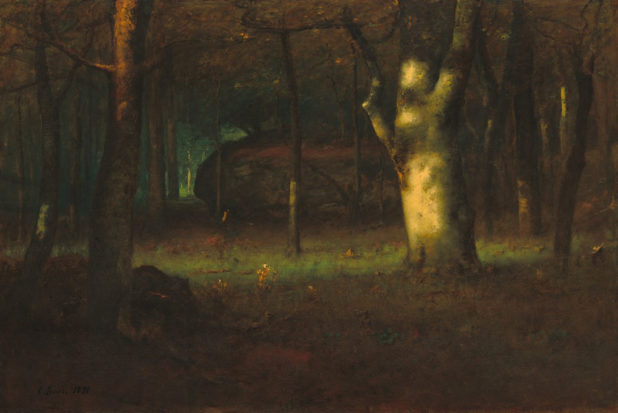 Zonsondergang in het bos, 1891 door George Inness