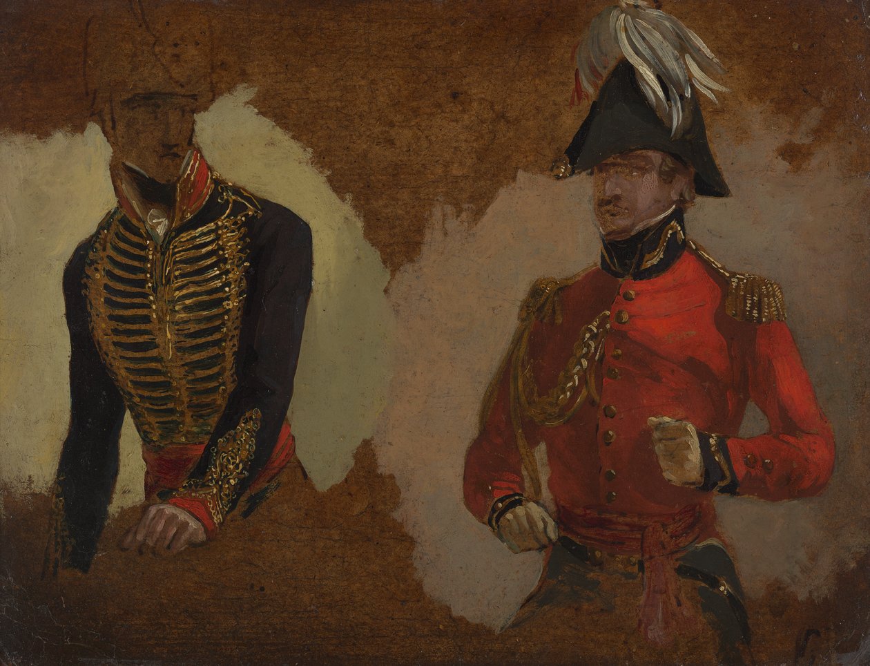 Studies van het uniform van de Royal Horse Artillery en van een A.D.C. bij de opperbevelhebber: een studie voor 