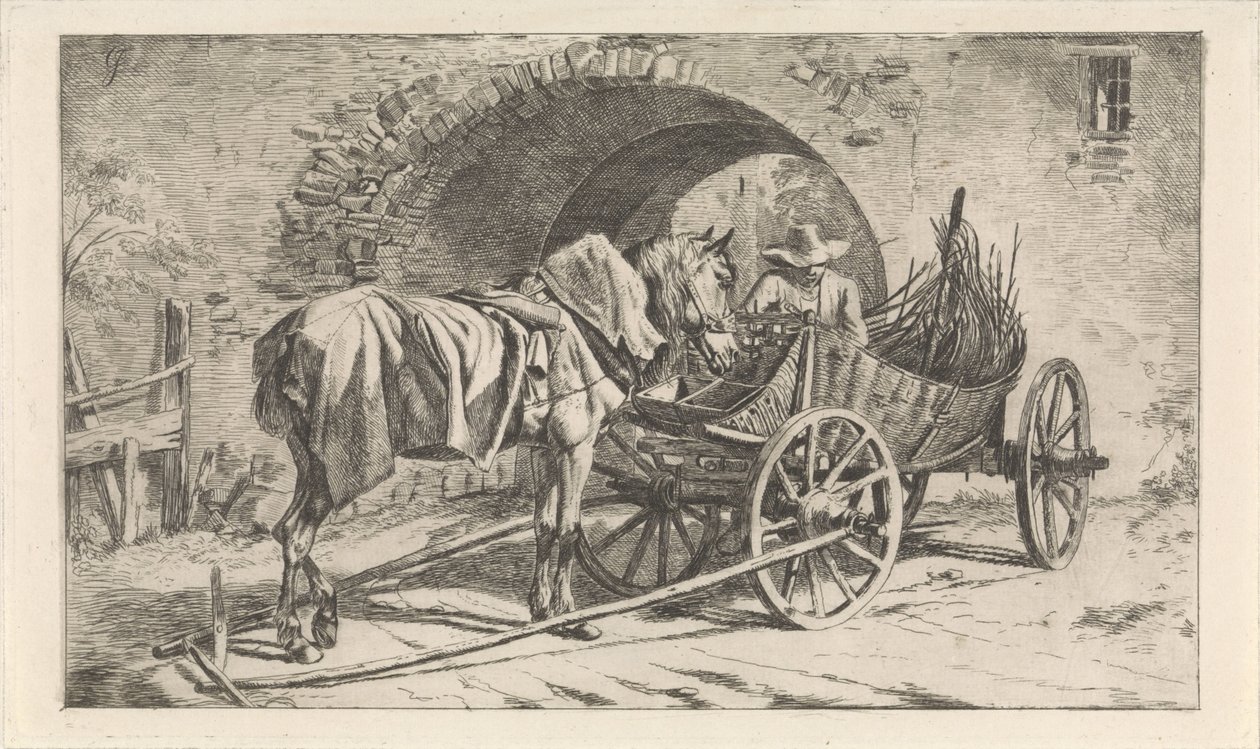 Kolenwagen bij een poort door George Jooss