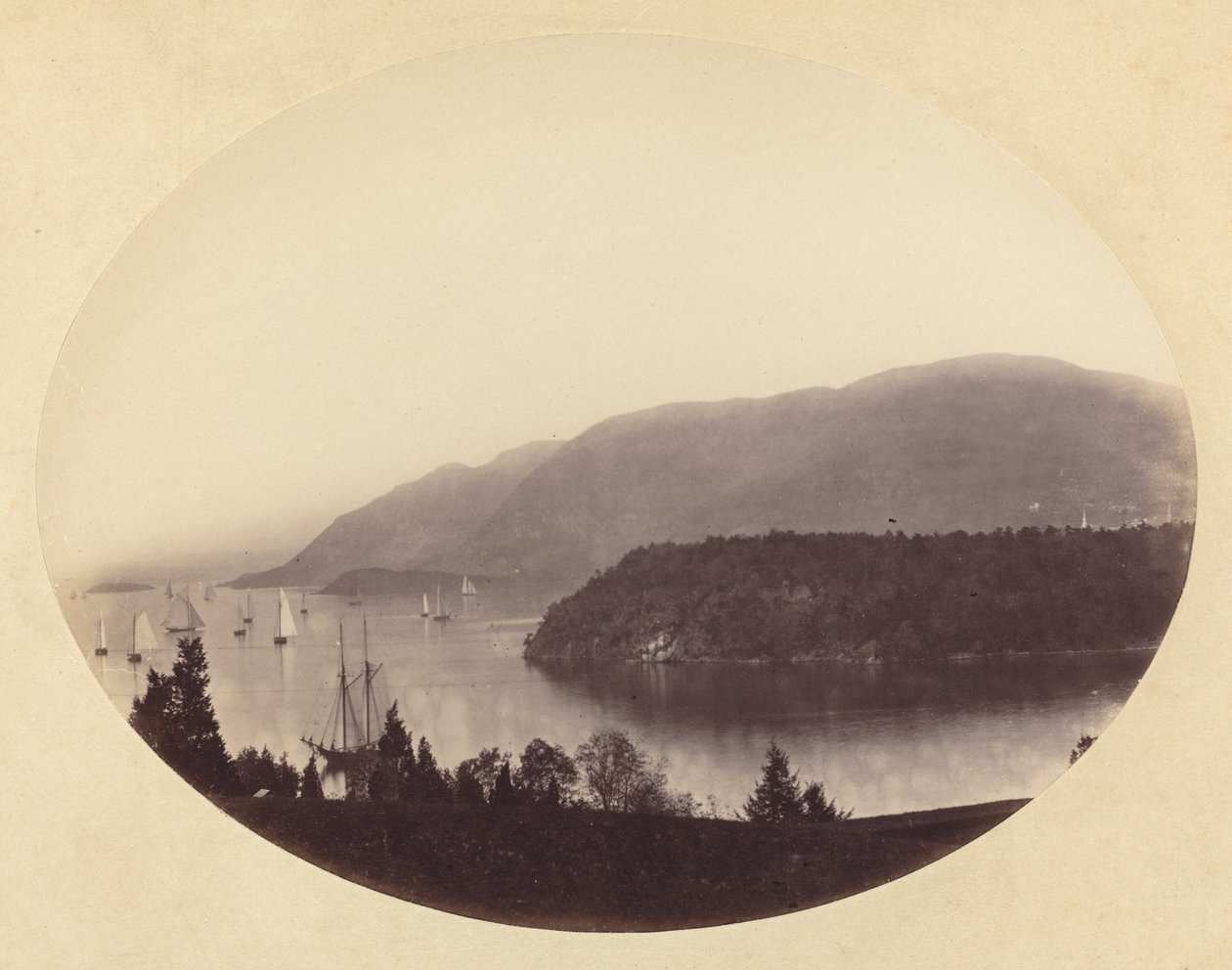 Vanaf Trophy Point, West Point, Hudson River door George Kendall Warren