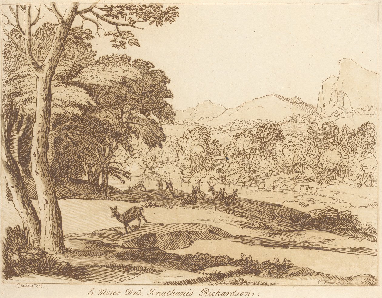 Zonder titel: Landschap met herten door George Knapton