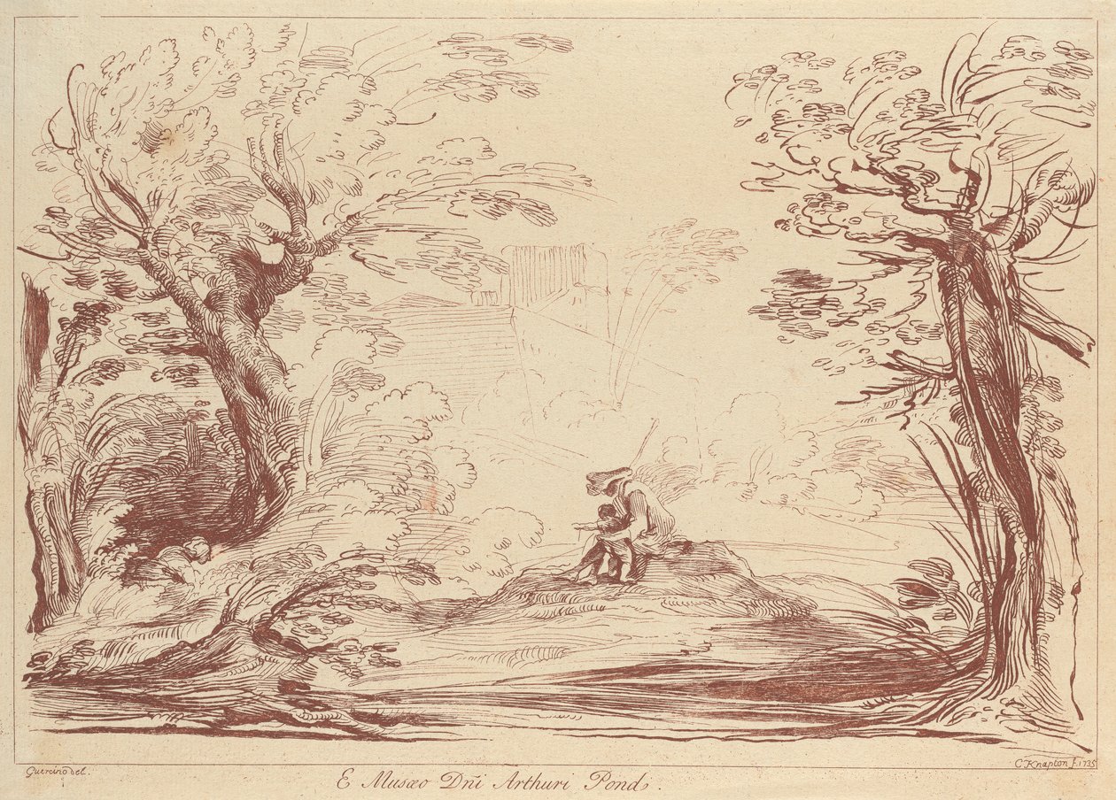 Zonder titel: Landschap met figuren door George Knapton