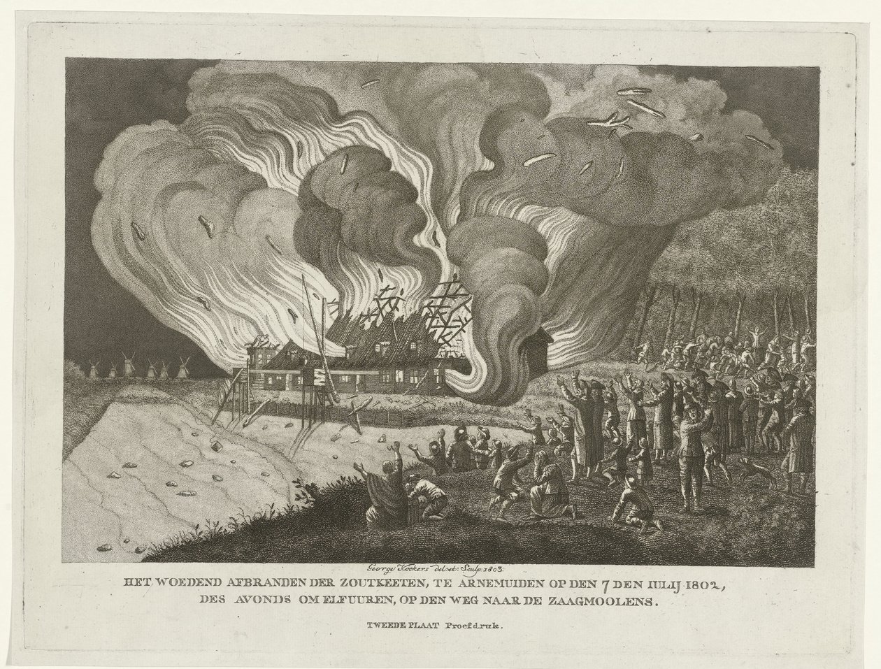 Brand in de zoutketen te Arnemuiden, 7 juli 1802 door George Kockers