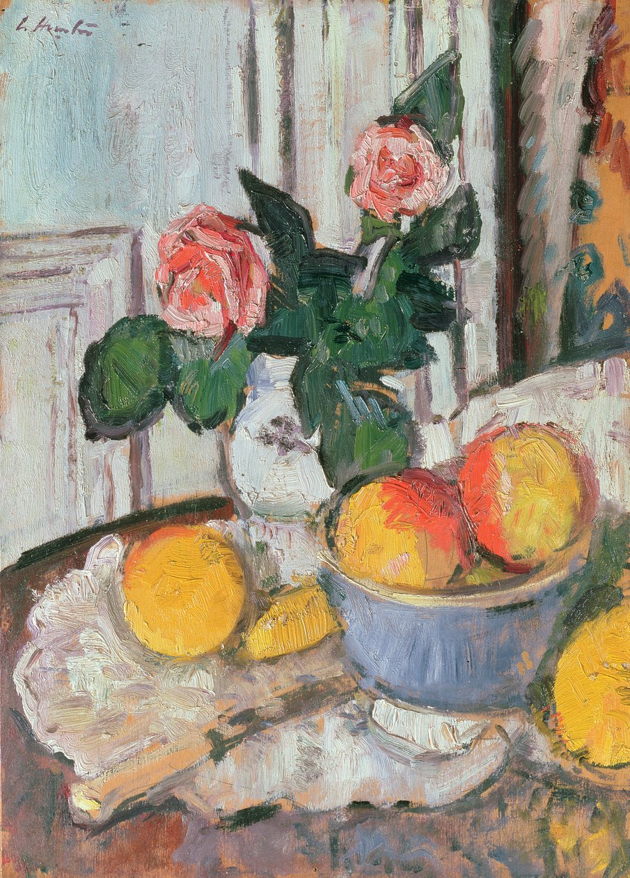 Rozen en fruit door George Leslie Hunter