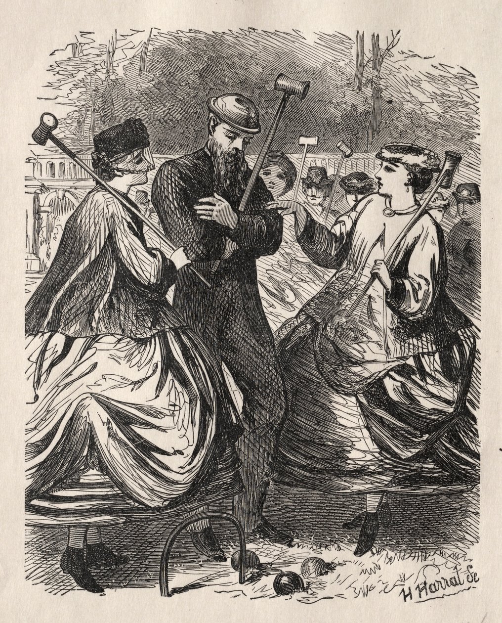 Ons croquetfeest, 1864 door George Louis Palmella Busson Du Maurier