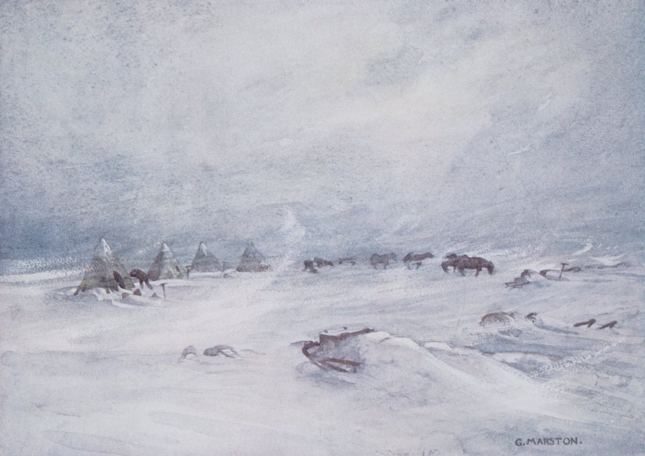 Een sneeuwstorm op de Barrière, illustratie uit 