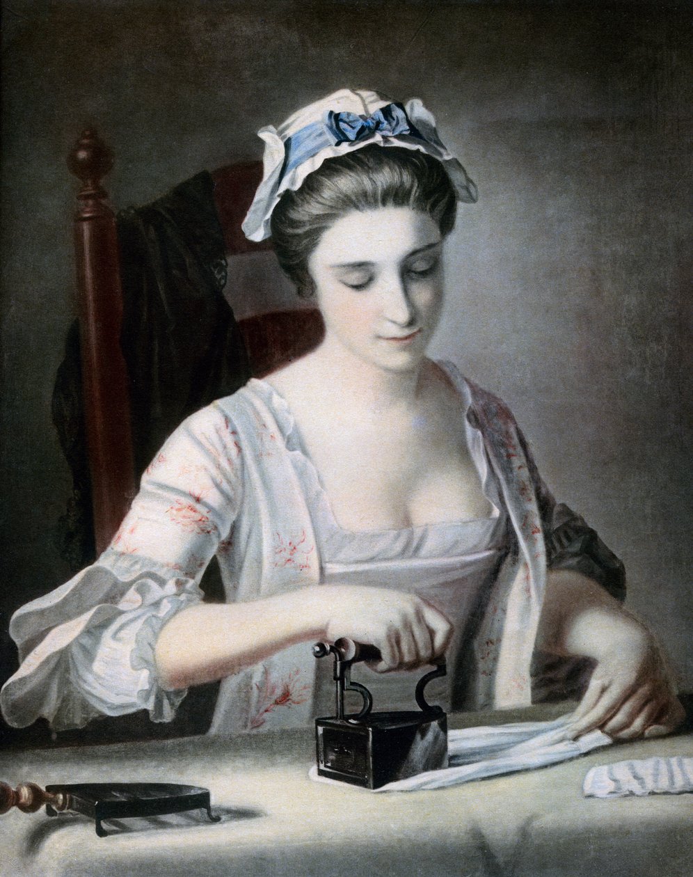 Een dienstmeid strijkt, 18e eeuw door George Morland