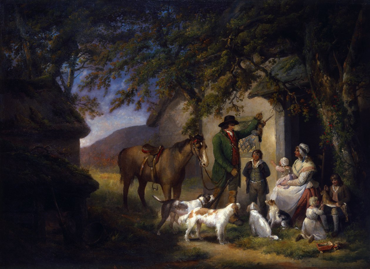 De terugkeer van de sportman (olieverf op doek) door George Morland