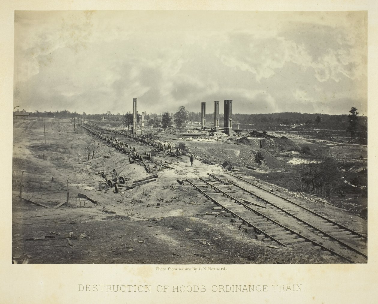 Vernietiging van de ordonnans trein van Hood door George N. Barnard