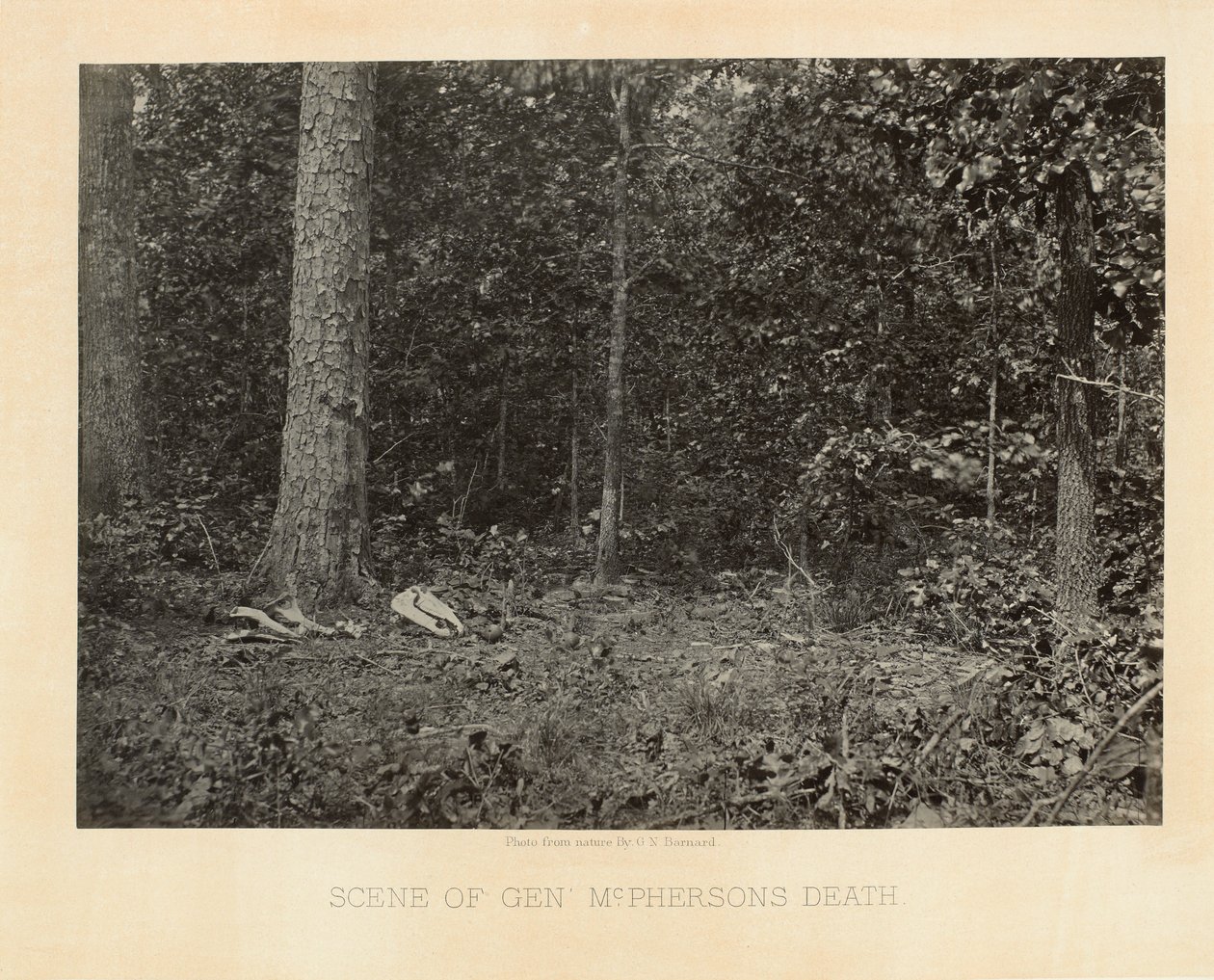 Scène van de dood van generaal McPherson, Georgia, uit Fotografische Beelden van Sherman