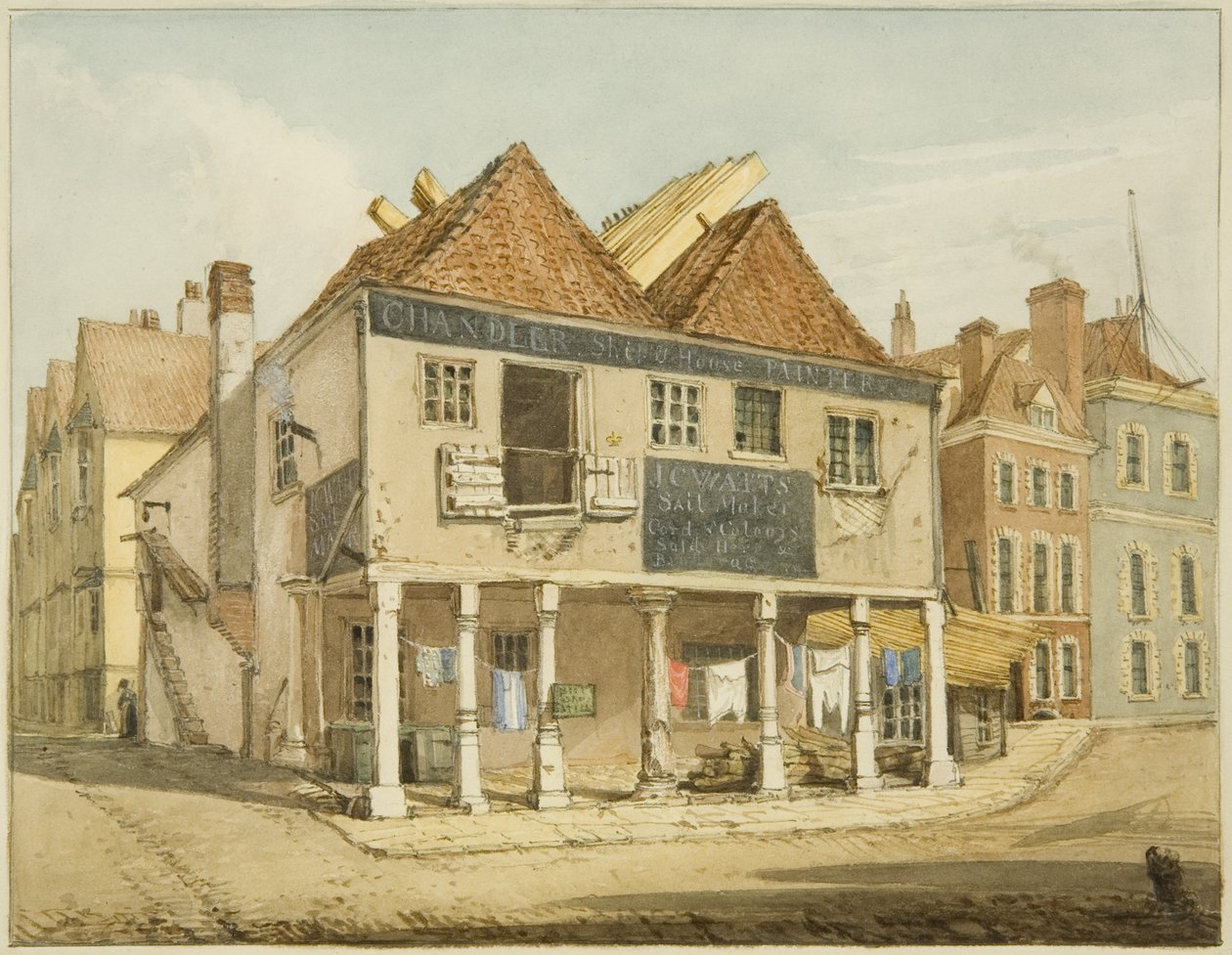 De oude graanmarkt aan de kade door George Orleans Delamotte