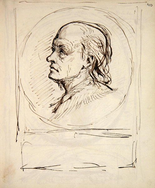 Portret van William Blake, uit een notitieboekje gebruikt door de kunstenaar voor schetsen en notities door George Richmond