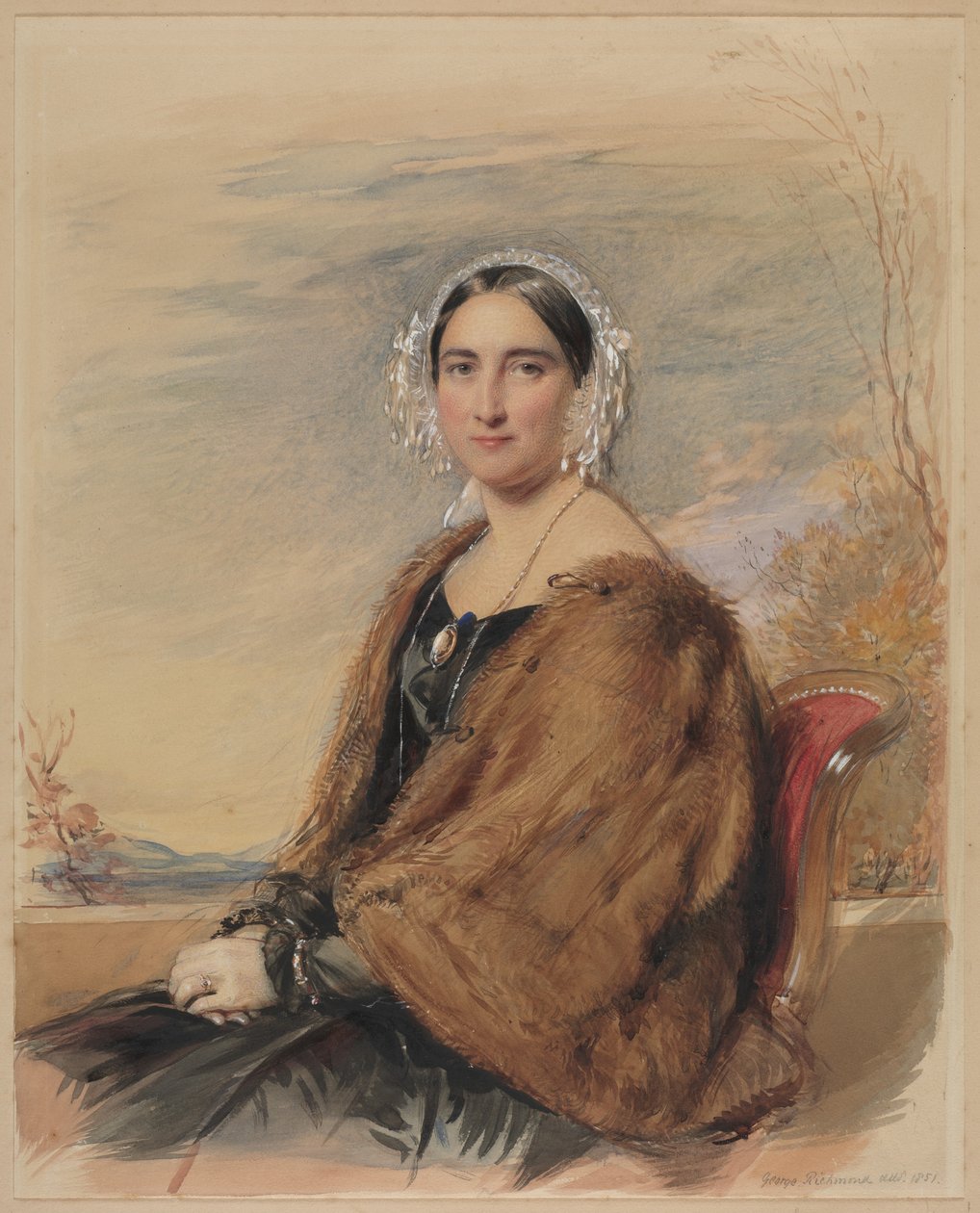Portret van een vrouw door George Richmond