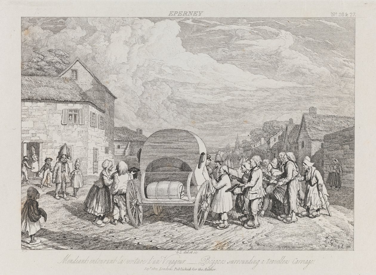 Bedelaars, Eperney, c.1821 door George Robert Lewis