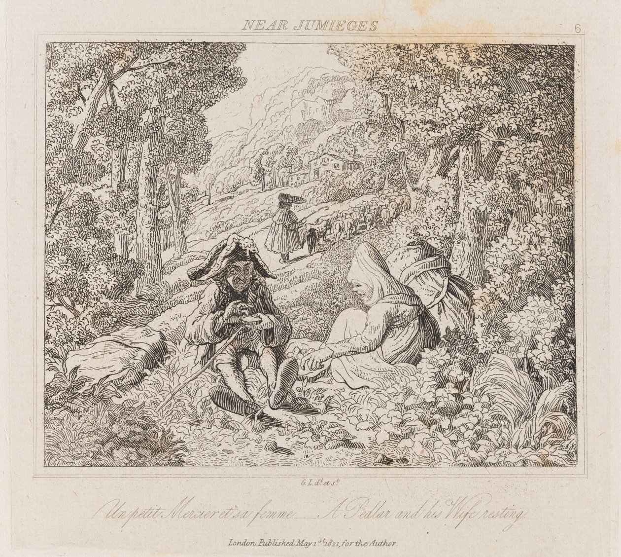 Marskramer en Vrouw bij Jumieges, c.1821 door George Robert Lewis