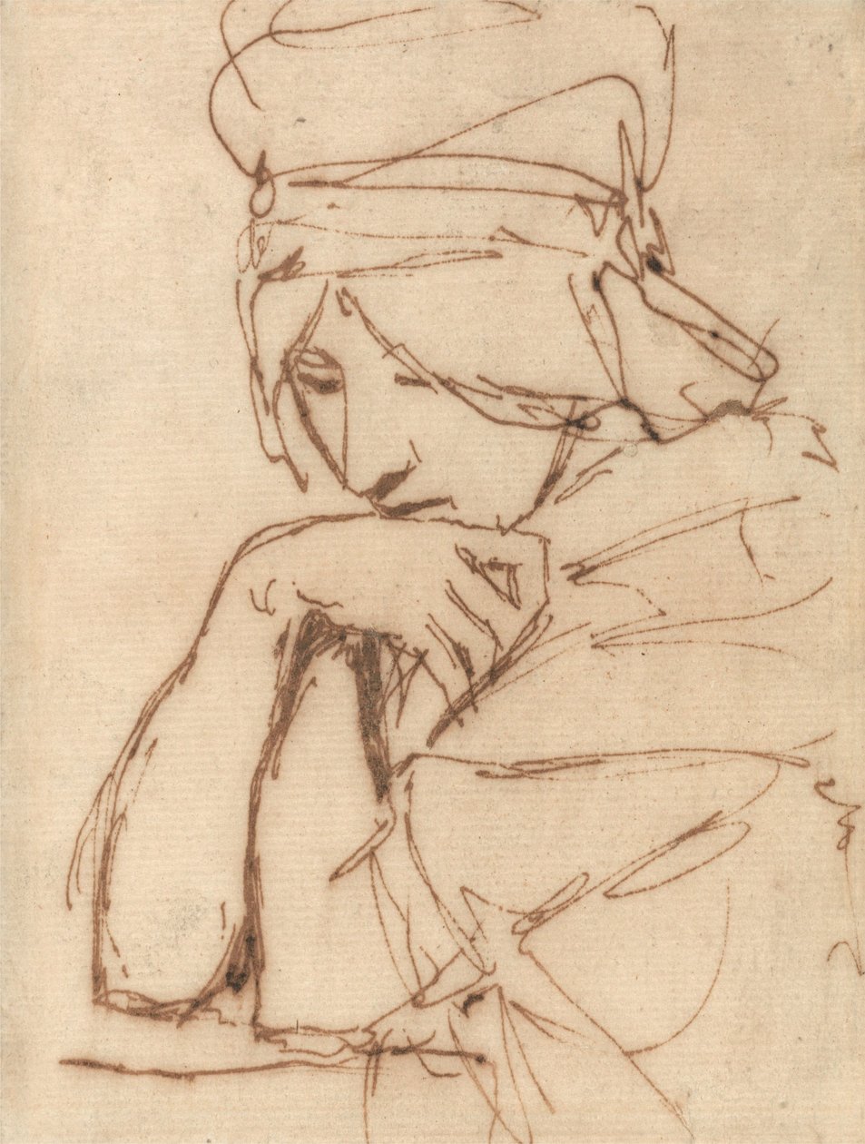 Een peinzende dame door George Romney