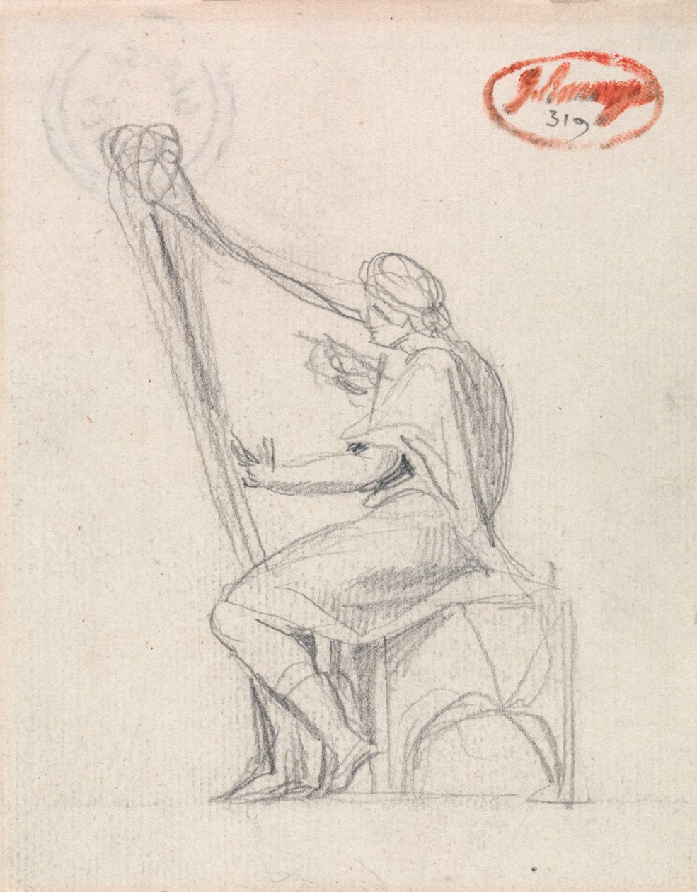David speelt harp door George Romney