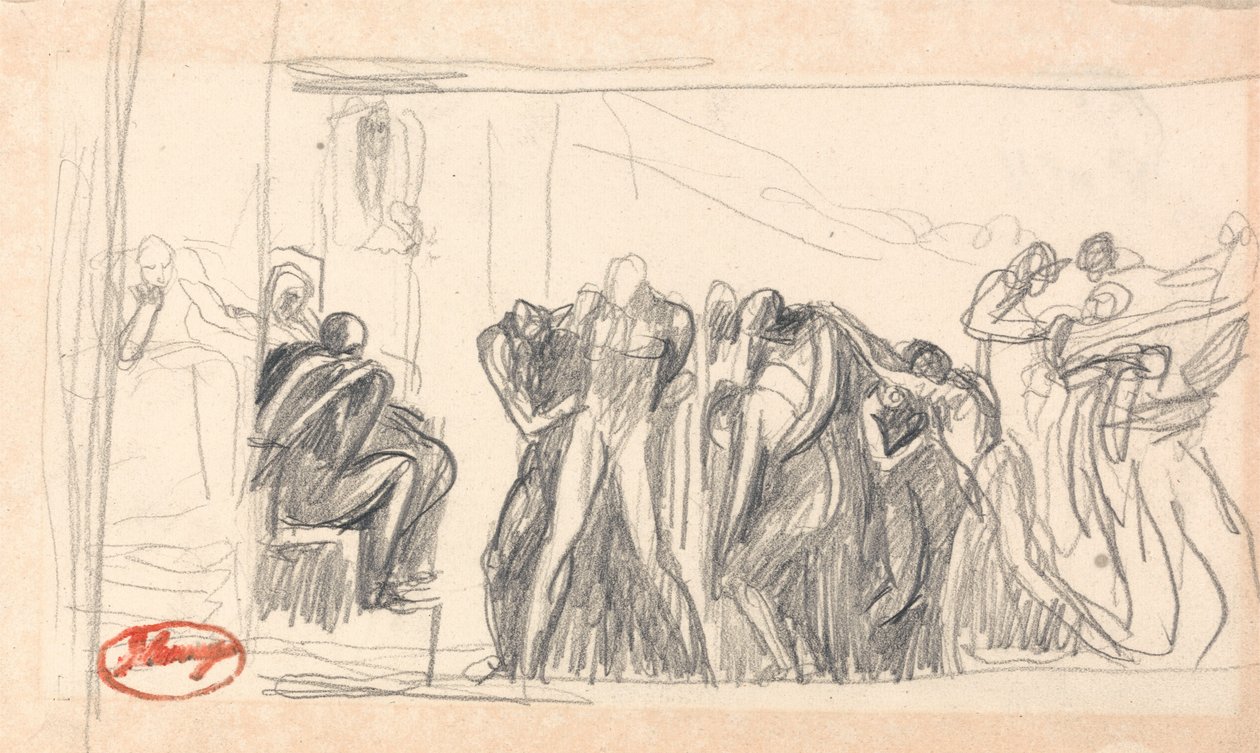 Figuurcompositie; Gevangene voor een rechter door George Romney