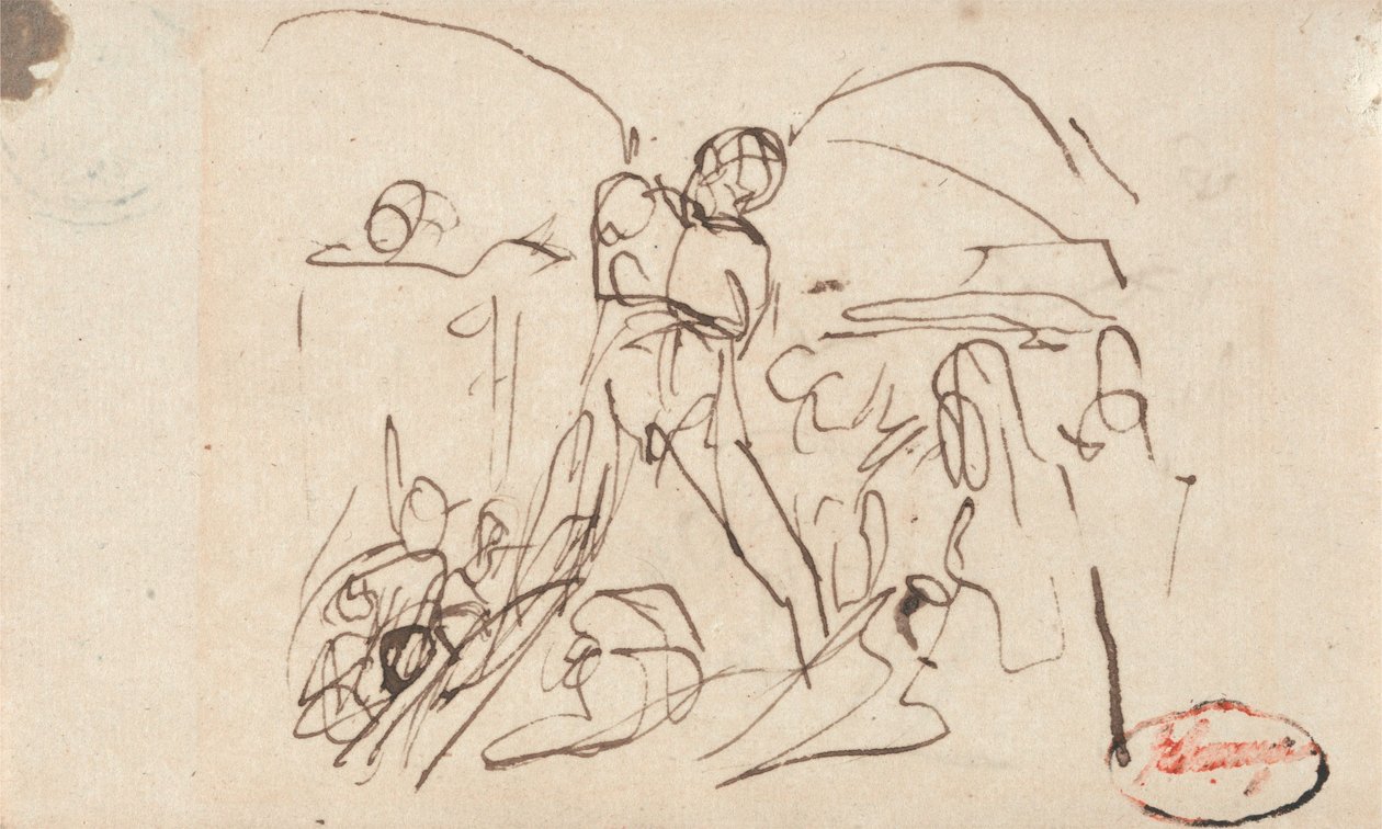 Figuurcompositie; mogelijk Simson en Delila door George Romney