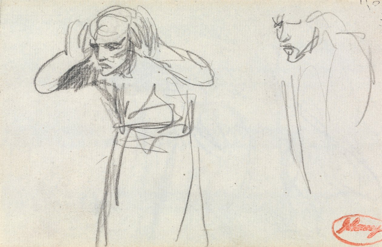 Figuur met handen tegen de oren door George Romney