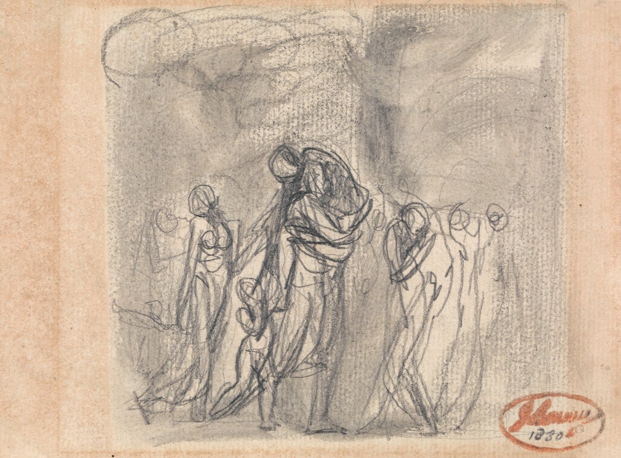Vluchtende groep figuren door George Romney