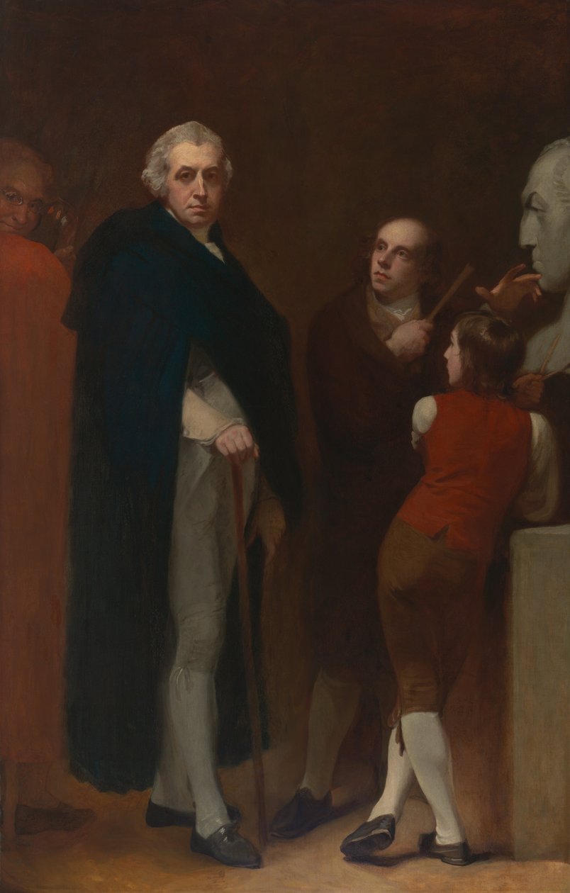 John Flaxman boetseert de buste van William Hayley door George Romney