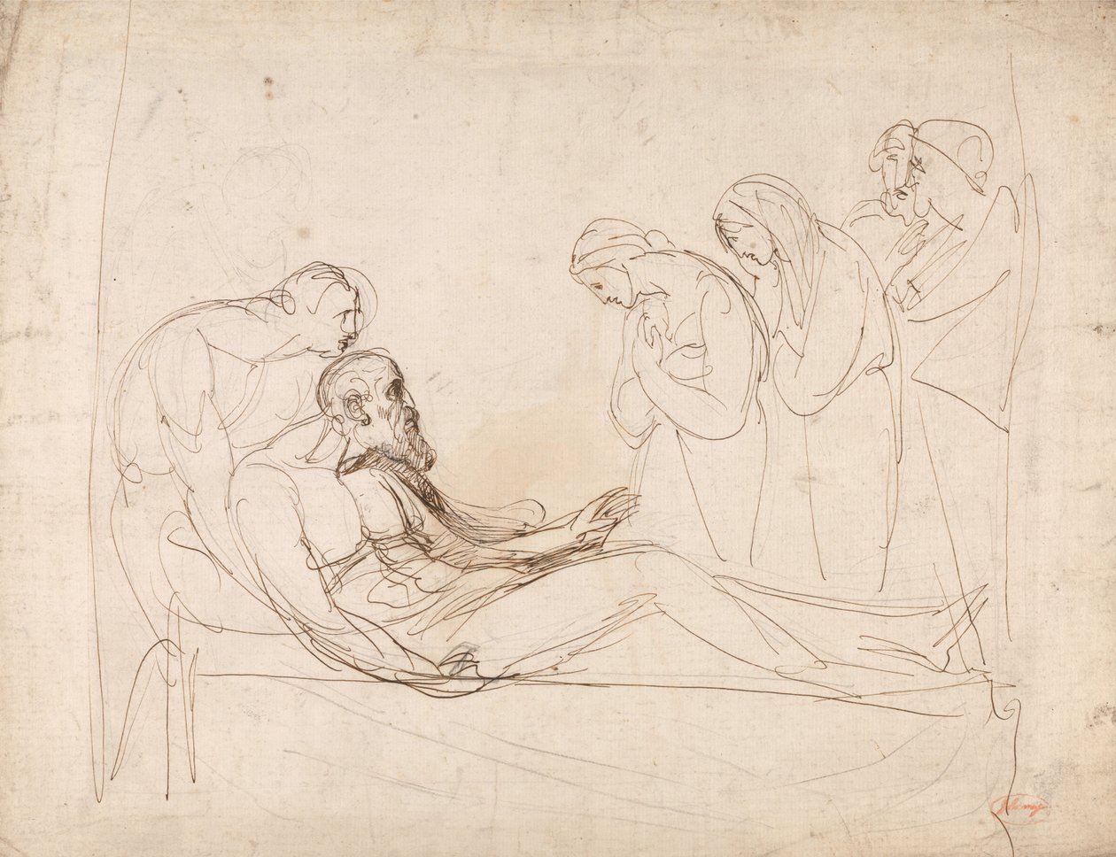Koning Lear, gewekt door Cordelia door George Romney