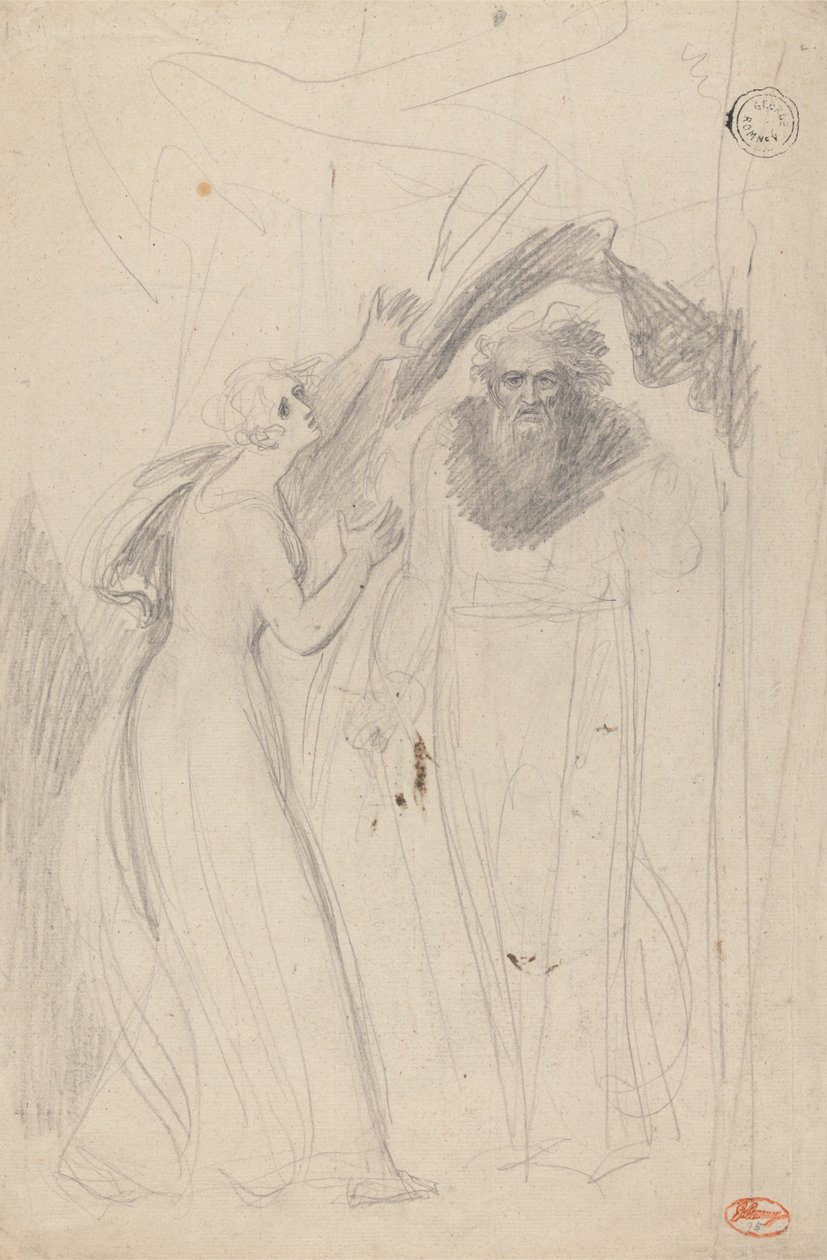 Dame bij een pilaar door George Romney