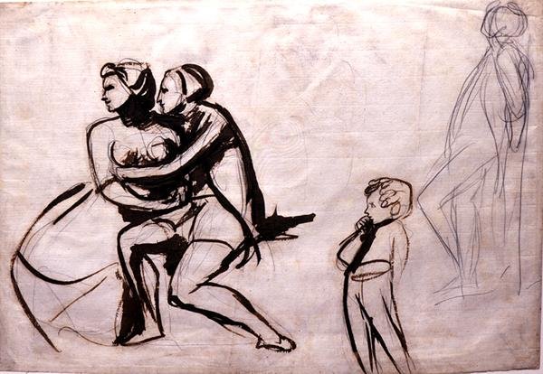 Geliefden bespied door een kind door George Romney