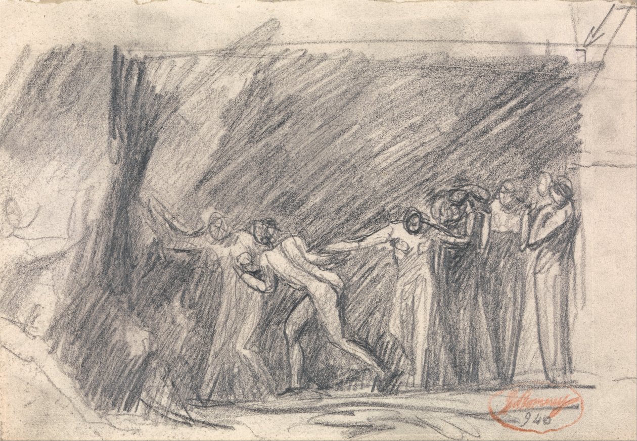 MacBeth in de heksengrot: Tweede bezoek, of Canidia en de jeugd, of De opening van de ark door George Romney