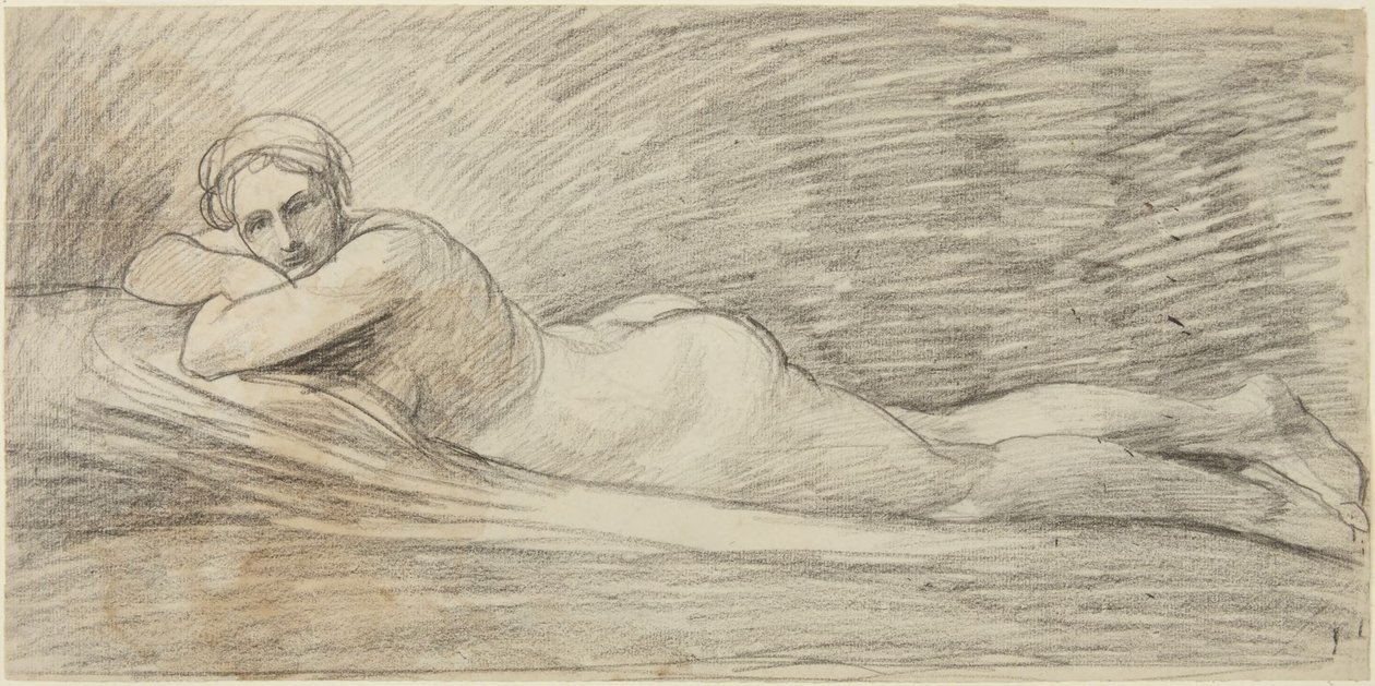 Liggend vrouwelijk naakt door George Romney