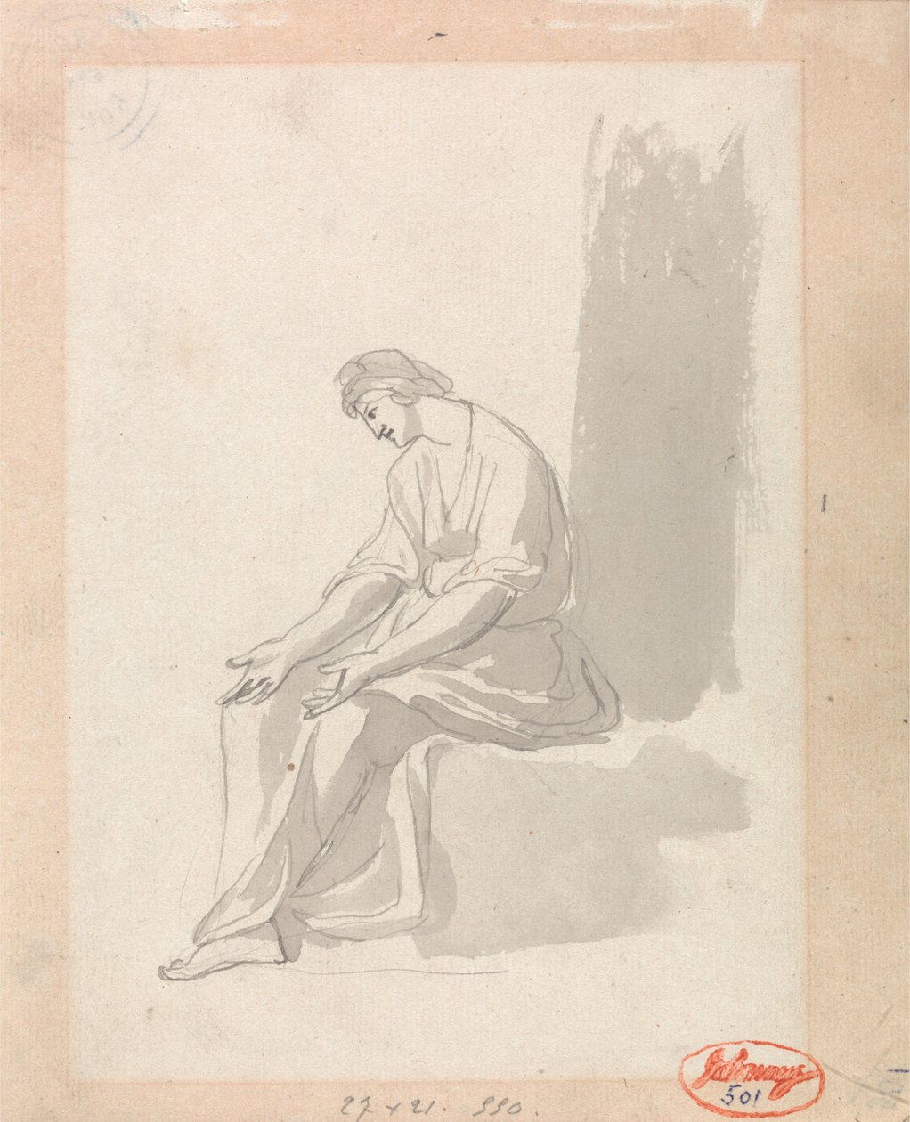 Zittende vrouw door George Romney
