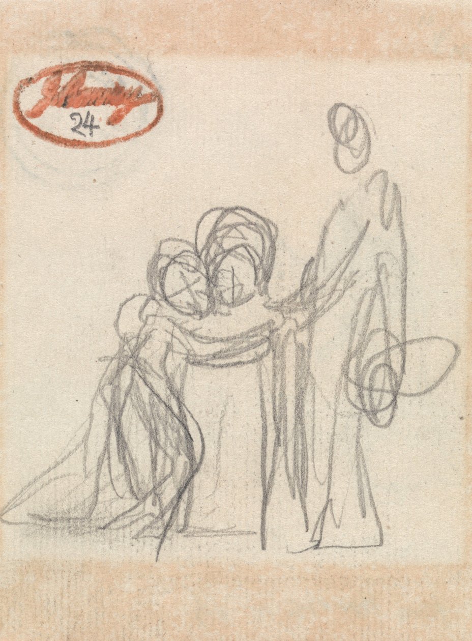 Staand figuur met twee kinderen door George Romney