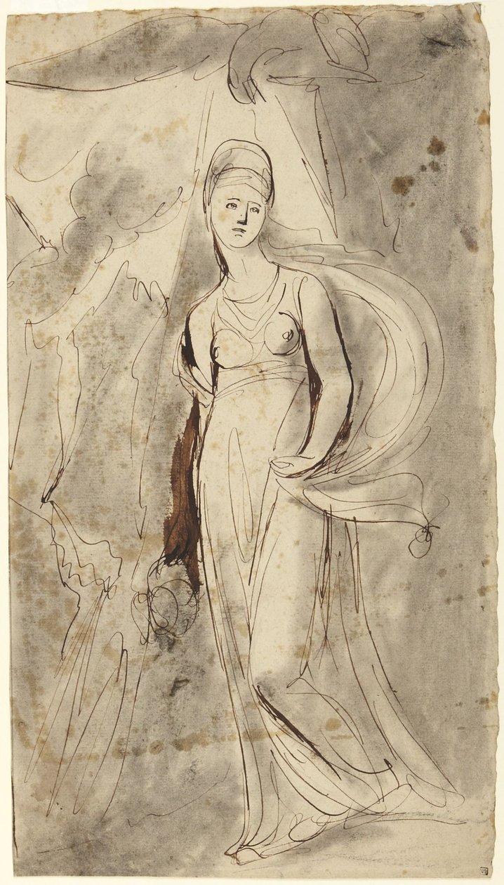Studie voor het portret van Elizabeth Warren, burggravin van Bulkeley, als Hebe door George Romney