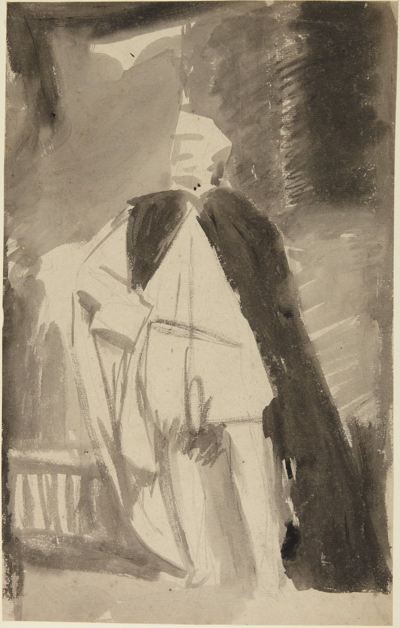 Studie voor het portret van een man in een lange mantel door George Romney