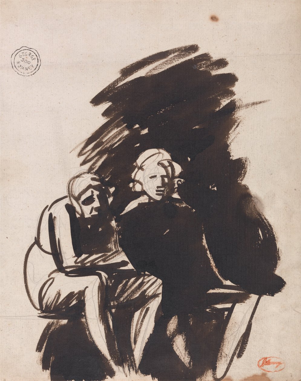 Studie naar twee figuren door George Romney