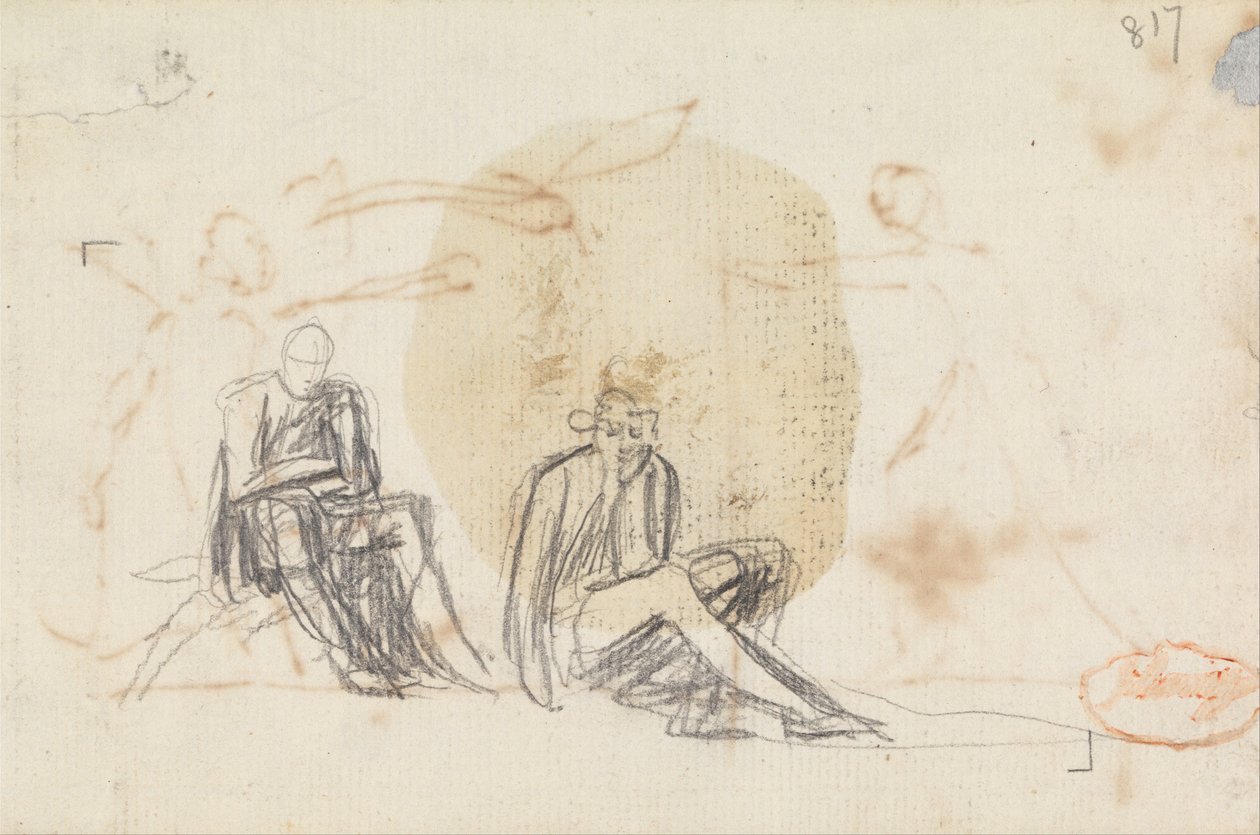 Studie van twee zittende figuren door George Romney