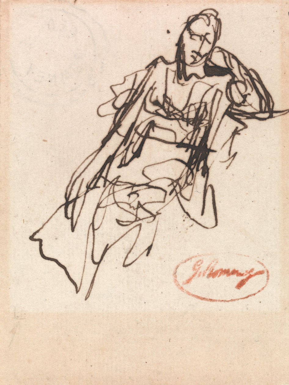 Studie van een zittende vrouw door George Romney