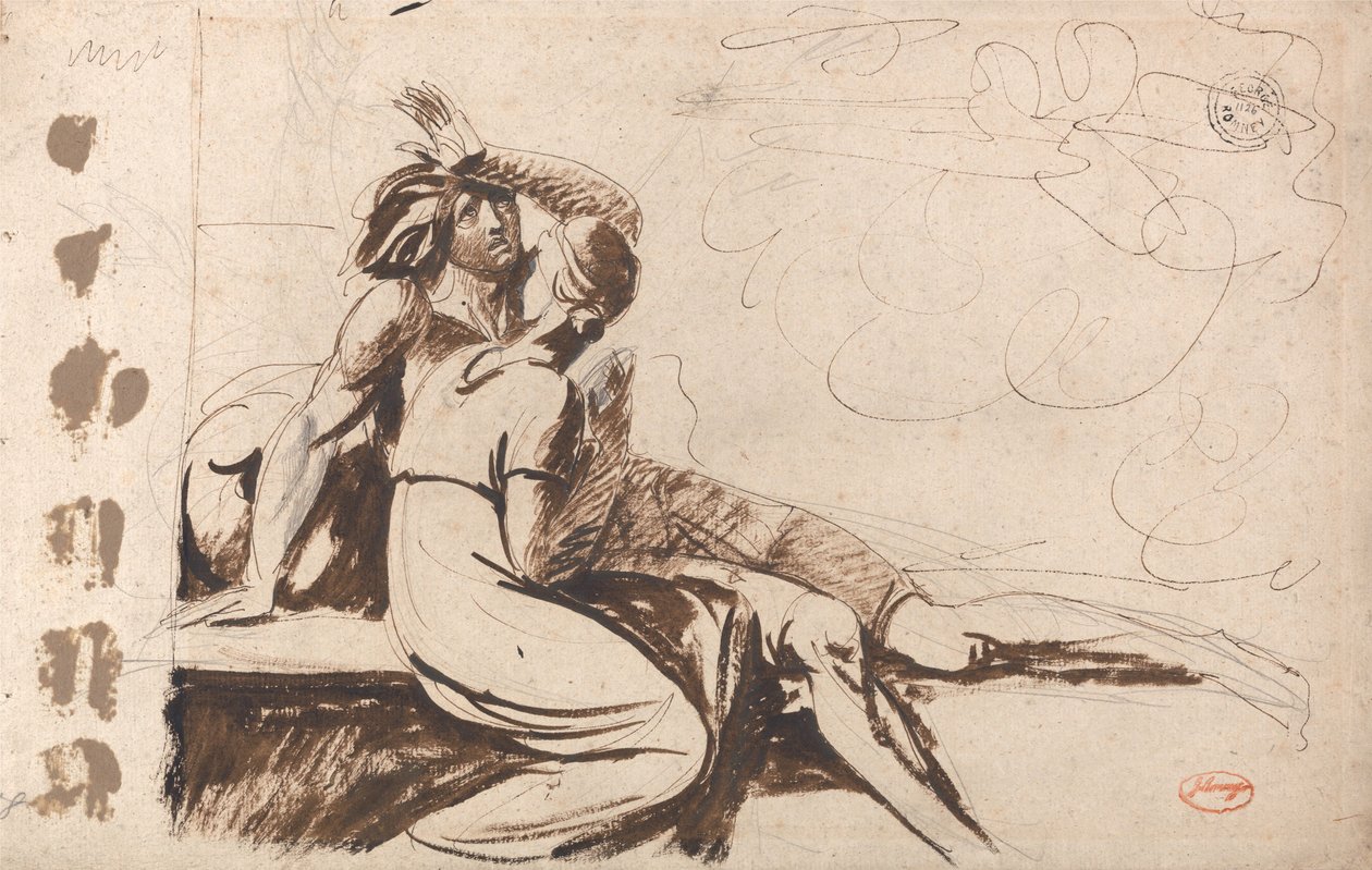 Twee geliefden (Man die uit een droom ontwaakt) door George Romney