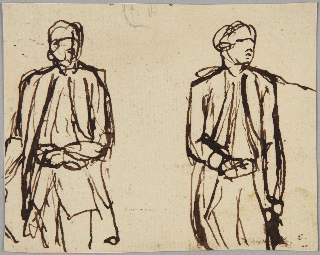 Twee staande mannelijke figuren door George Romney