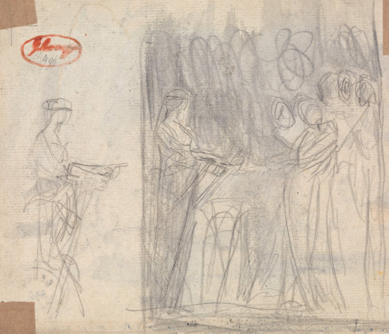 Twee studies voor De inwijding van een landelijke nimf door George Romney