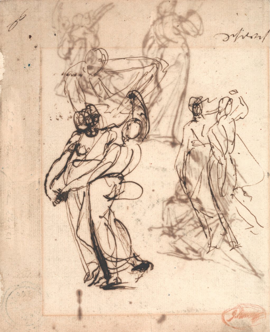 Twee studies naar dansende koppels door George Romney