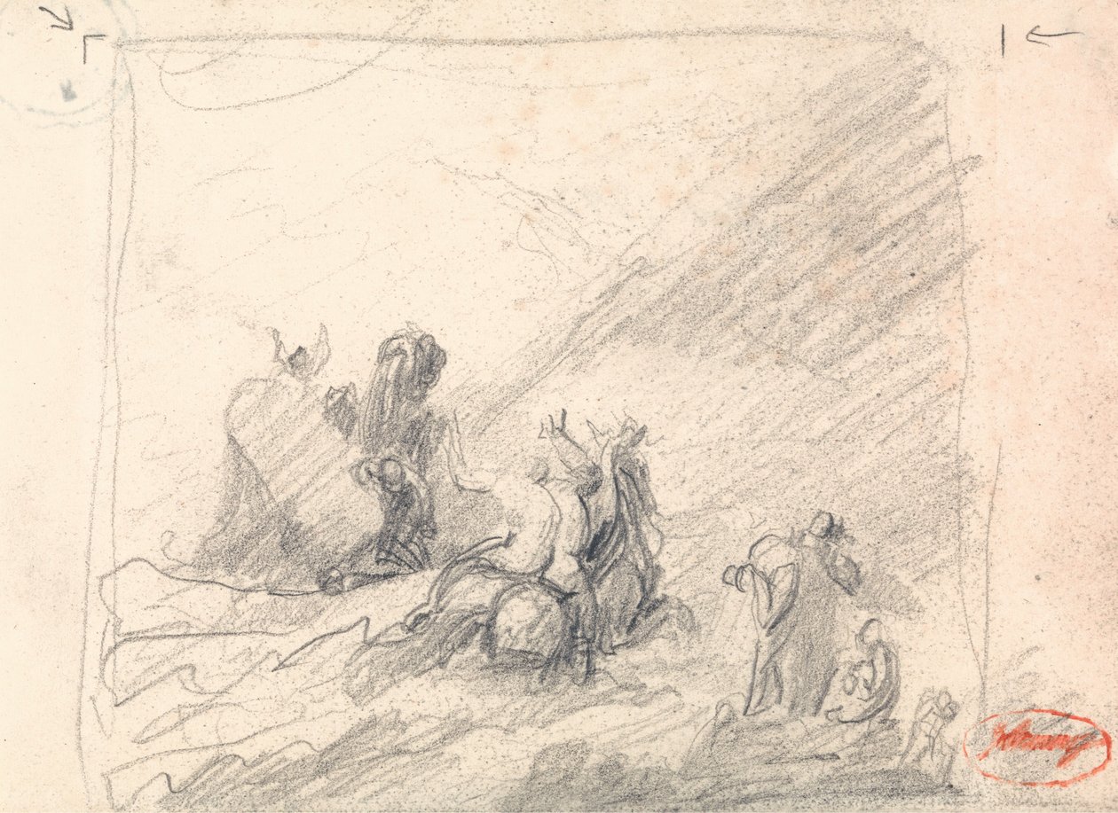 Wolgemuth: de redding van de schipbreukelingen voor de Kaap de Goede Hoop door George Romney