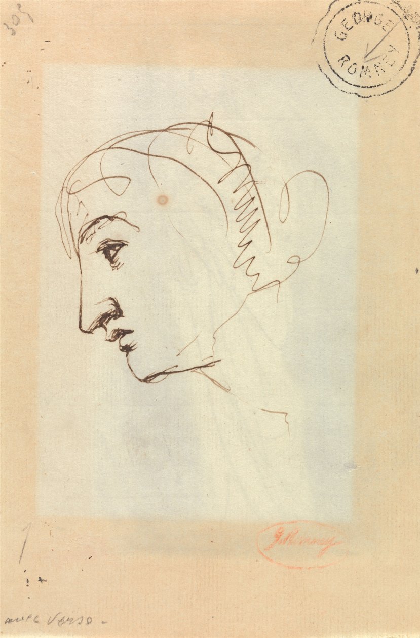 Vrouwenhoofd in profiel door George Romney