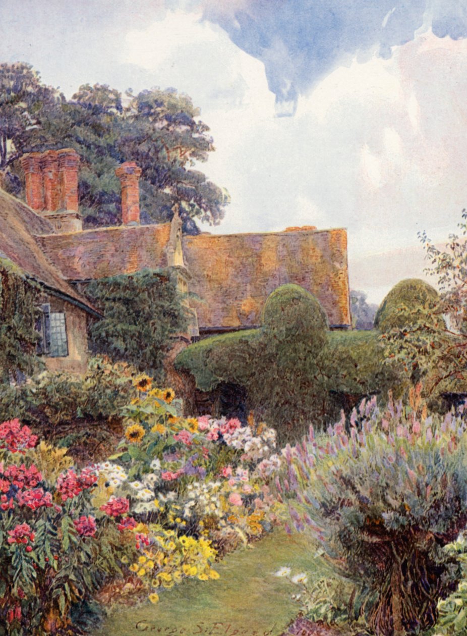 Cleeve Prior, Worcestershire (kleurenlitho) door George Samuel Elgood
