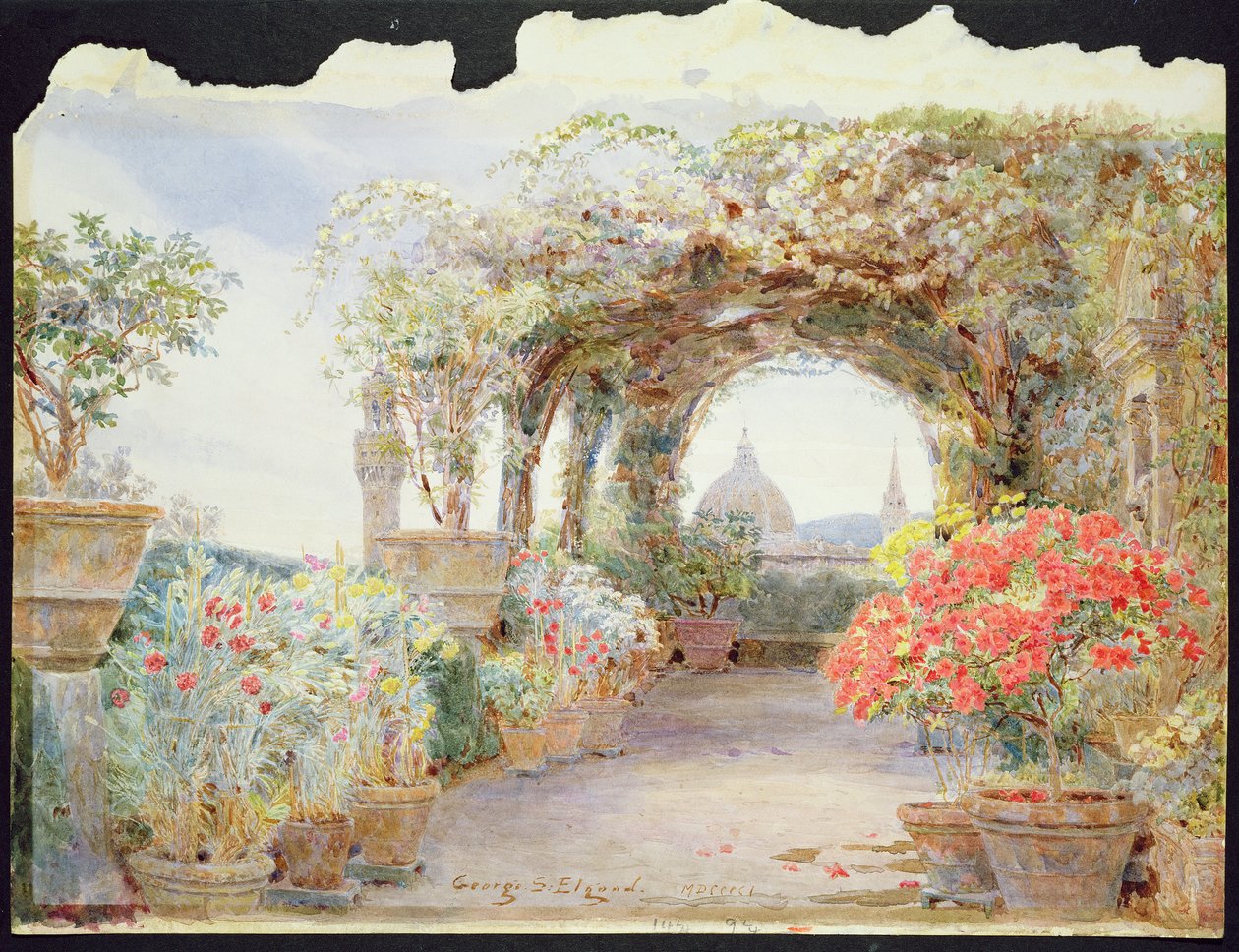 Tuin met uitzicht op de Duomo, Florence door George Samuel Elgood