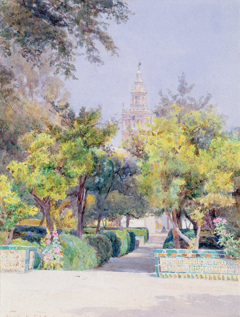In de tuin van het Alcazar, Sevilla, 1893 door George Samuel Elgood