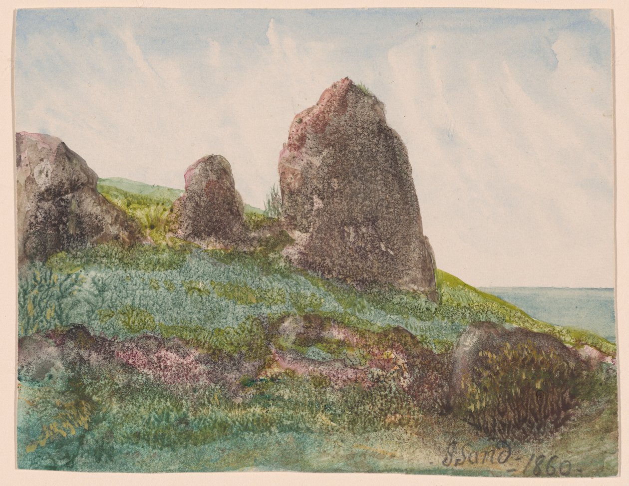 Landschap met rotsen door George Sand