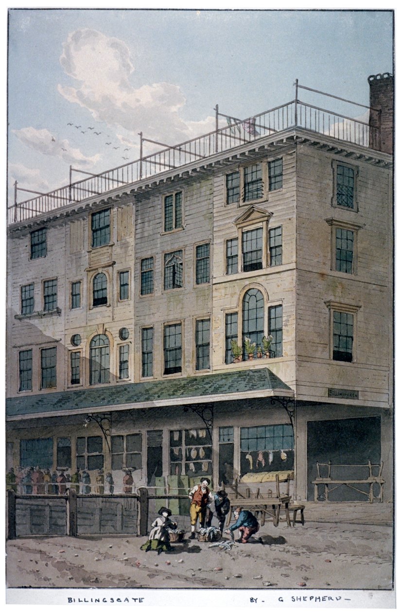 Billingsgate Markt, City of London, ca. 1810 door George Shepherd